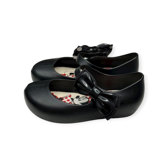 Mini Melissa 𖠌 Minnie Mouse Disney Ultra Bow Jelly Flat Shoes 𖠌 Black 𖠌 Girls 10 - Picture 7 of 16